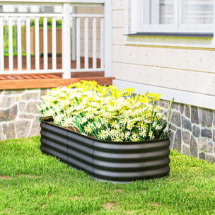 Jardinera Exterior Grande de Acero Galvanizado, Huerto Urbano para Cultivar Plantas, Macetero Exterior con Bordes de Seguridad, Fácil Montaje, Resistente a la Intemperie, 150x62x30 cm, Gris