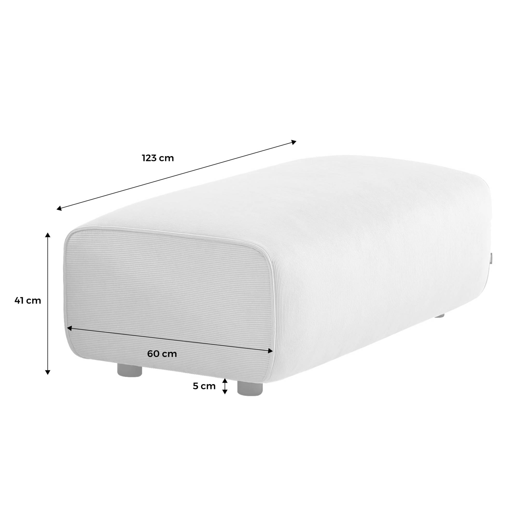 Pouf. module pour canapé. repose-pieds pour canapé d'angle 2 places en velours côtelé vert. L 123 x P 60 x H 41cm - Wallas