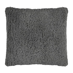 Coussin carré moelleux fausse fourrure - Gris