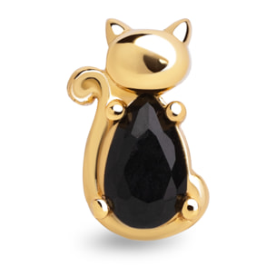 Boucle d'Oreille Cat Black Argent Plaqué Or