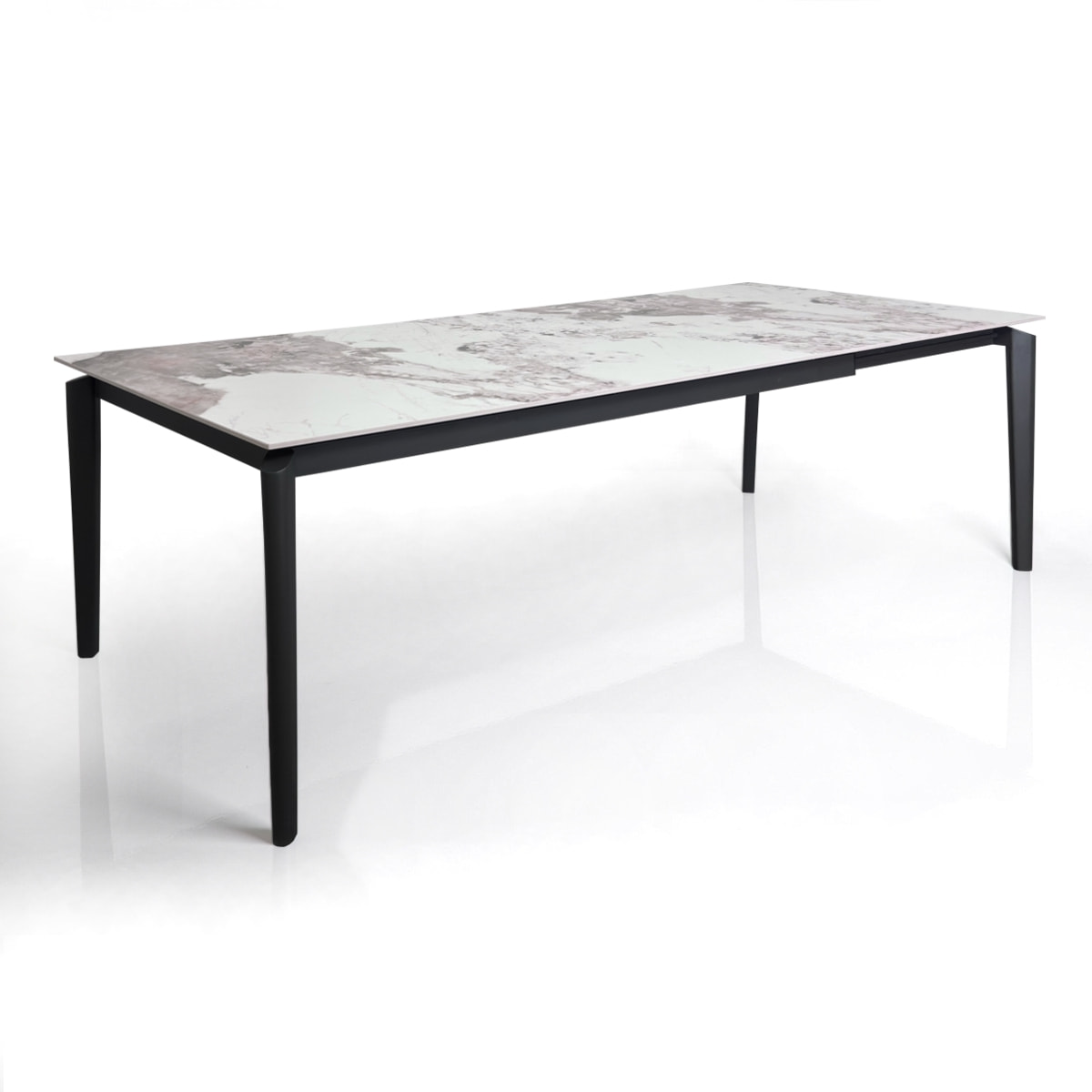 Table à manger extensible Tomasucci WIDE, en céramique, marbre onyx, gris, 160/220 × 90 × 77,5 cm