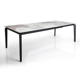 Table à manger extensible Tomasucci WIDE, en céramique, marbre onyx, gris, 160/220 × 90 × 77,5 cm