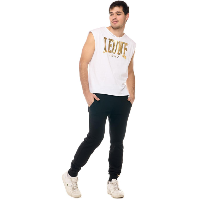 T-shirt smanicata con taglio a vivo da uomo Leone New Gold