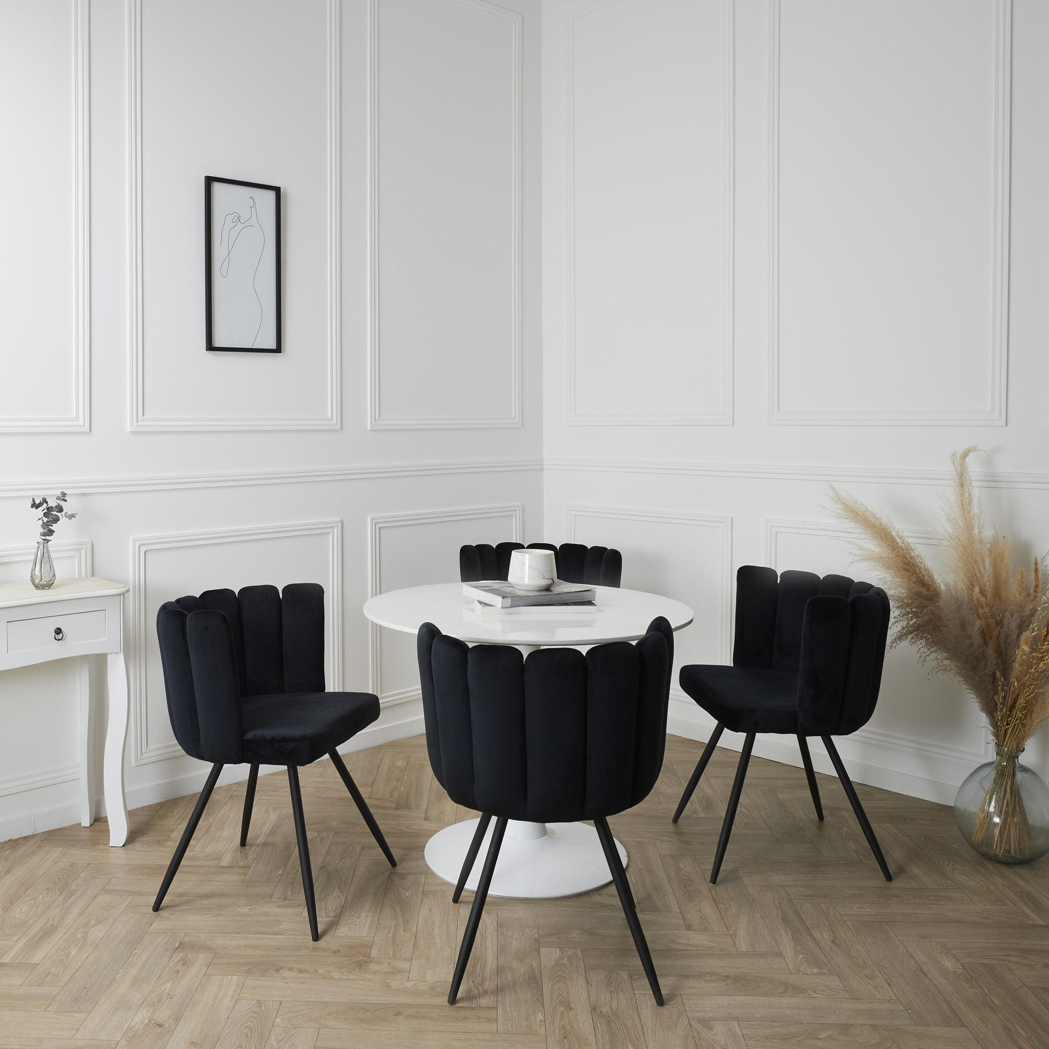 Chaise Ariel Velours Noir - Lot de 2