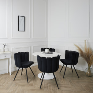 Chaise Ariel Velours Noir - Lot de 2