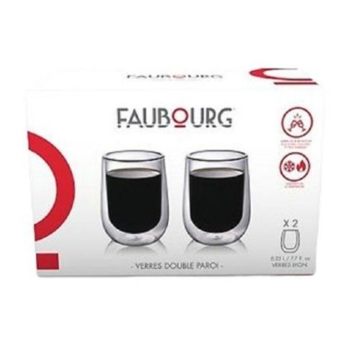 Verre FAUBOURG x2 double paroi 80ml