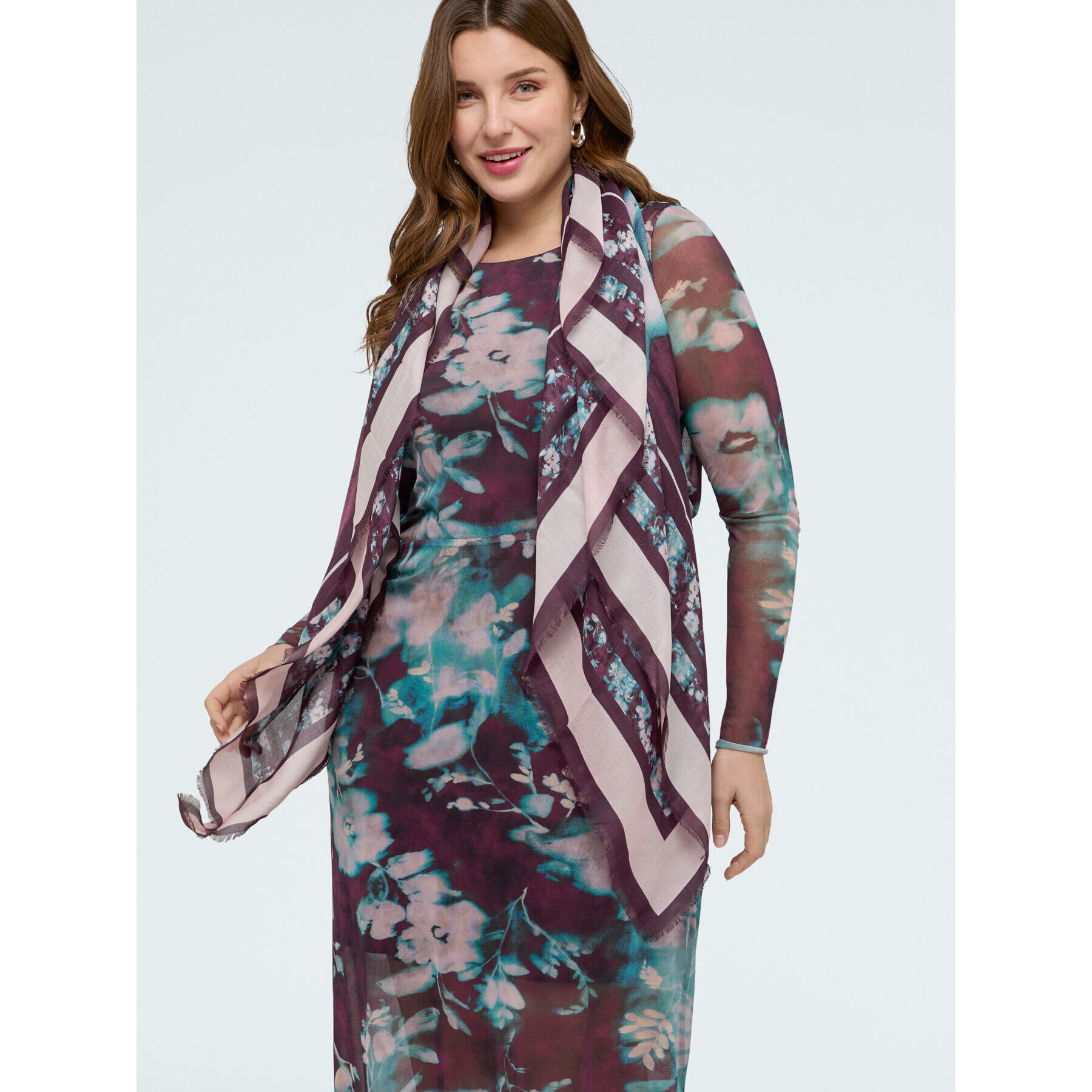 Fiorella Rubino - Foulard largo en mezcla de viscosa con estampado - Burgundy