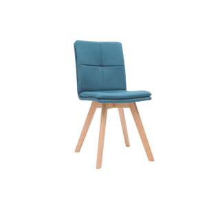 Chaises scandinaves en tissu bleu et bois clair (lot de 2) THEA