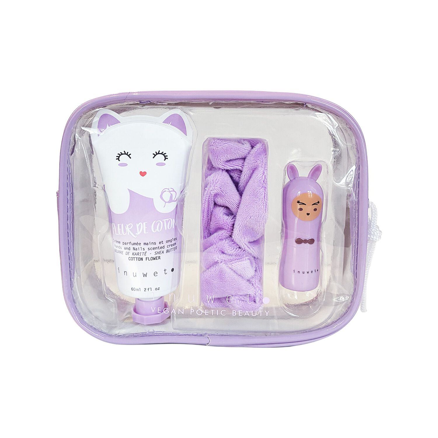 Lily Wallet - Trousse Baume à Lèvres parfum Guimauve + Crème Mains 60 + 1 Chouchou