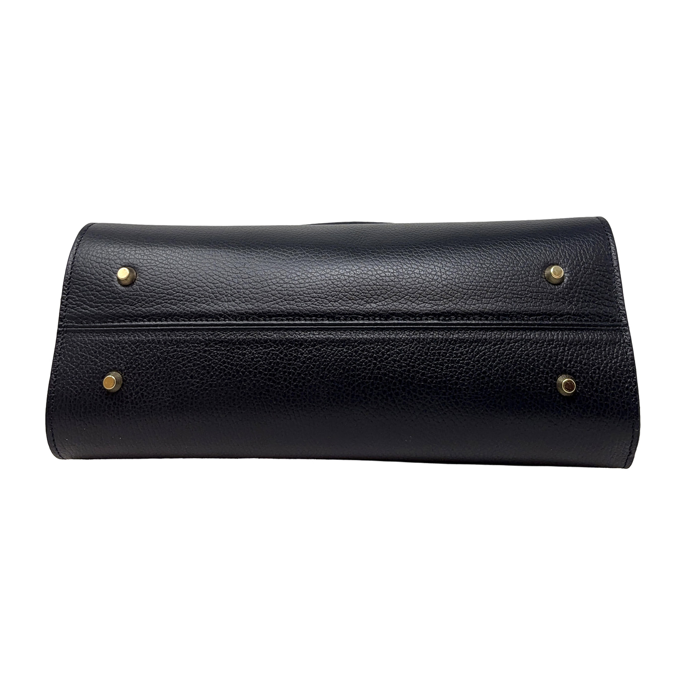 Borsa a Mano Elegante da Donna con Manico in Bambu in Pelle Martellata