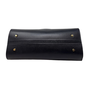 Borsa a Mano Elegante da Donna con Manico in Bambu in Pelle Martellata