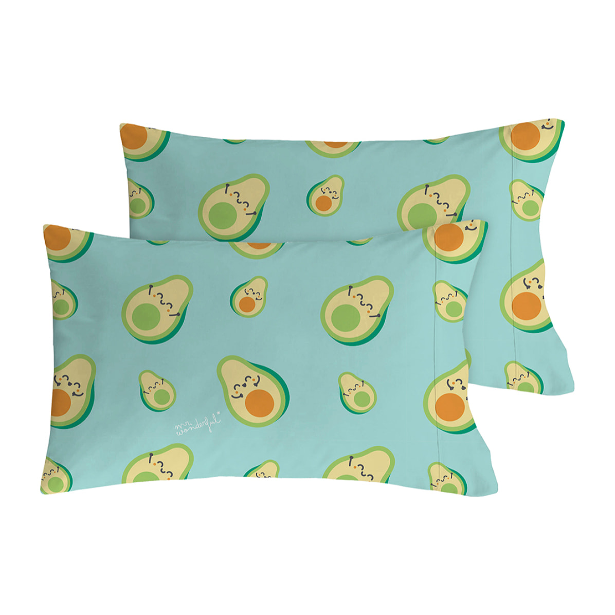 2 Fundas de almohada Mr.Wonderful Aguacates 50x80 cm - 100% algodón -