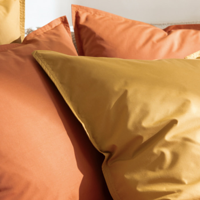 Como - Taie d'oreiller terracotta en percale de coton - 65x65cm.