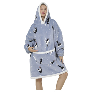 Bata estilo sudadera y manta de felpa extrasuave. Bolsillo frontal tipo canguro. Diseño Bulldogs
