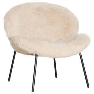 Fauteuil en fausse fourrure beige SACHA