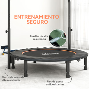 Trampolín de Fitness Adultos Ø114 cm, Cama Elástica Plegable con Mango Ajustable de 4 Niveles, Marco de Acero, para Entrenamiento Piernas, Cuerpo en Hogar, Oficina, Gimnasio, Naranja y Negro