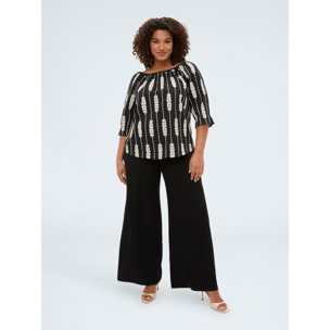 Fiorella Rubino - Blusa off shoulders con bordados - Negro