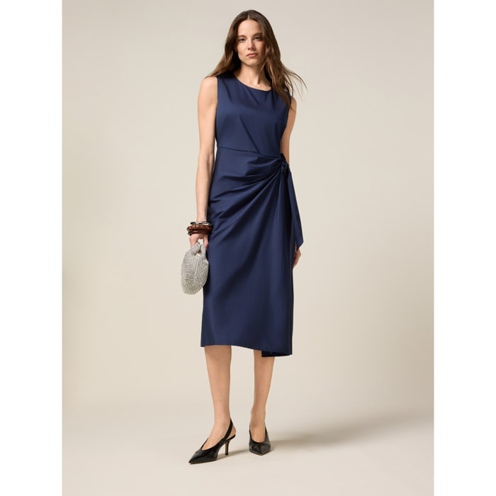 Oltre - Vestito midi con fiocco laterale - Blu