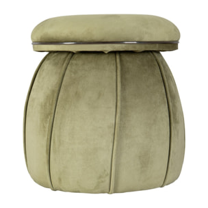 Pouf Corin Verde e Grafite in Legno di Pioppo