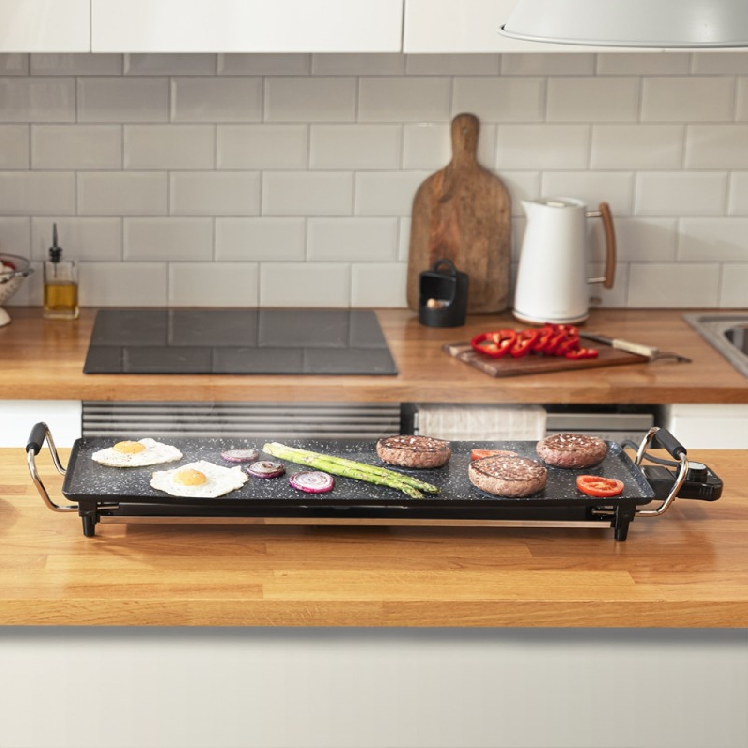 Plancha de Asar Eléctrica Tasty&Grill 3000 RockWater XL. 2400 W, Gran superficie