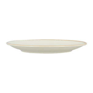 Lot de 6 assiettes plates en porcelaine blanche et liseré beige 27cm NUANCE