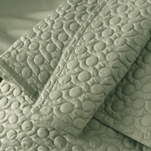 Couvre-lit matelassé uni en satin de coton bio, POESIE, Vert tilleul