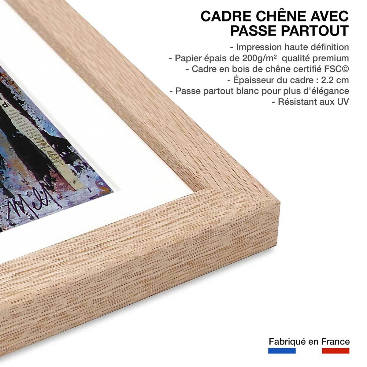 Affiche abstraite grand canyon arizona Affiche + cadre en bois - Chêne