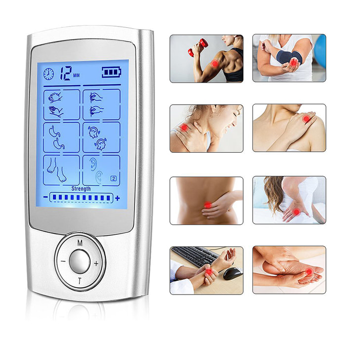 EMS Electroestimulador muscular MHD-16A portátil. 16 modos, 20 intensidades. Tamaño compacto, batería recargable.