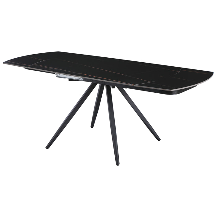 Tavolo Florida Nero C/Venature/Gambe Nere