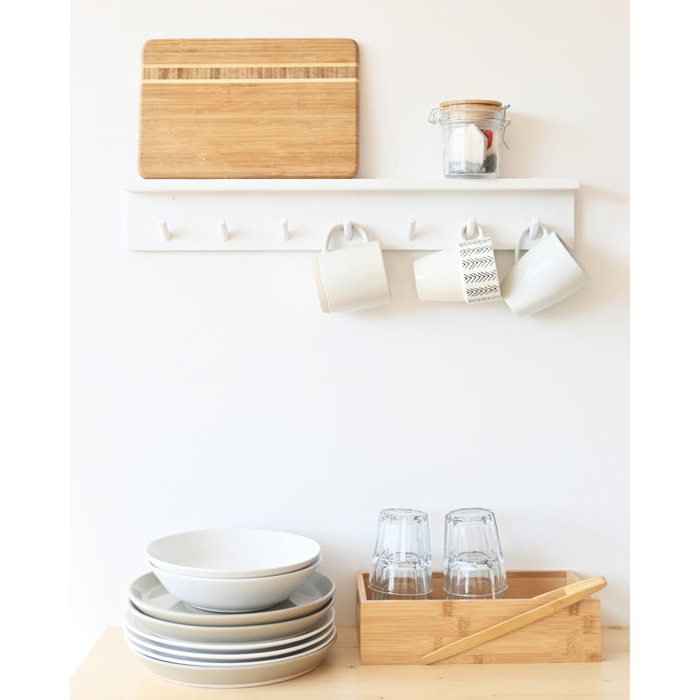 Cintre mural en bois massif blanc 61x10cm Hauteur: 9.5 Longueur: 61 Largeur: 5.5