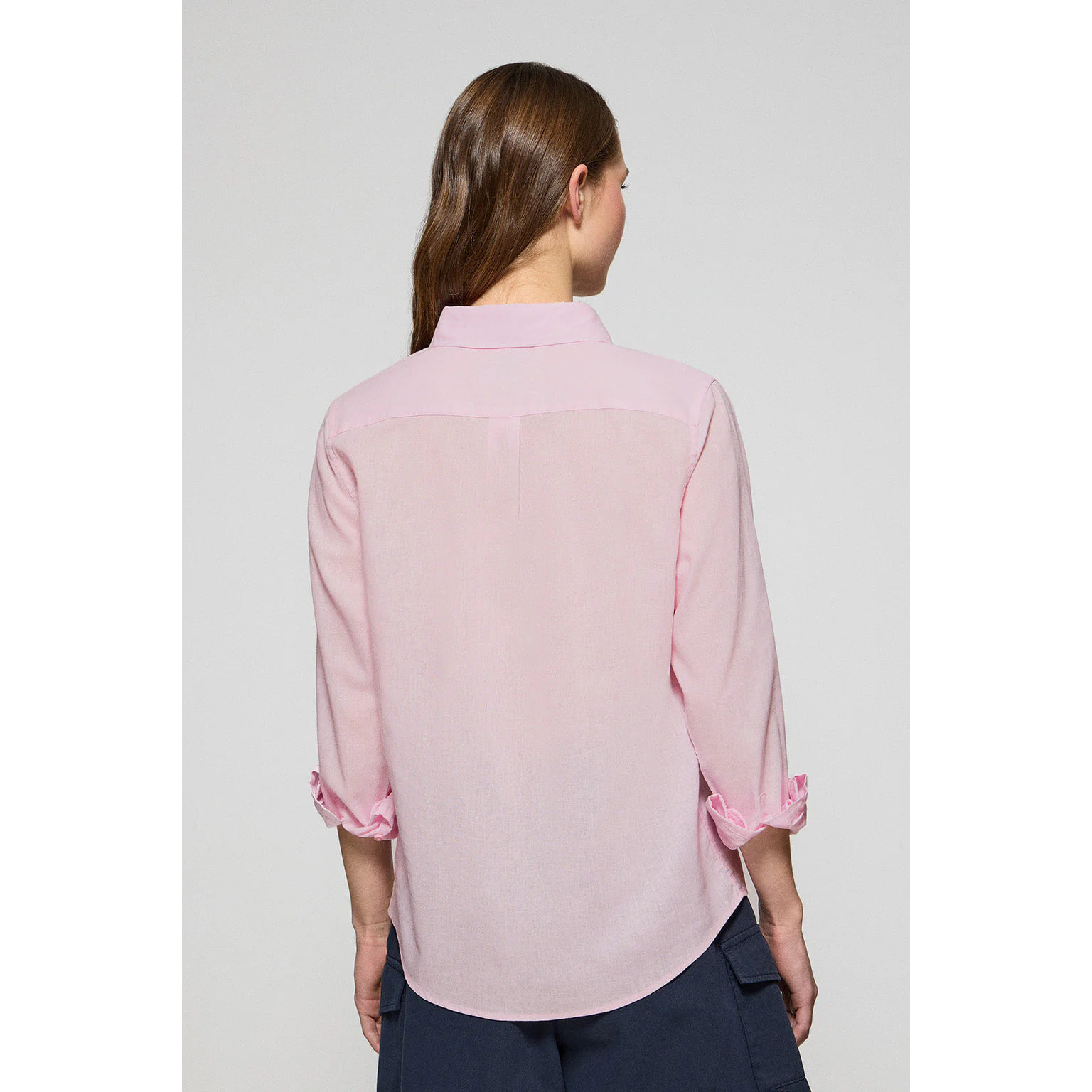 Camicia rosa regular fit in lino-cotone con ricamo Rigby Go