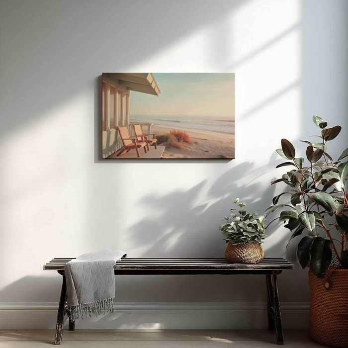 Tableau mer et plage Cabanon à Malibu Toile imprimée