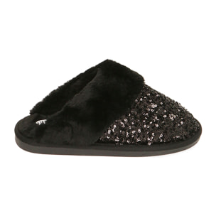 Pantuflas de lentejuelas negras