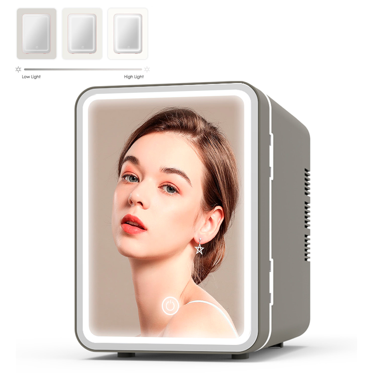 Refrigerador de belleza, mini nevera para maquillaje portátil de 6 litros, modo de iluminación espejo LED. Frio/Calor (2-65 gr C)