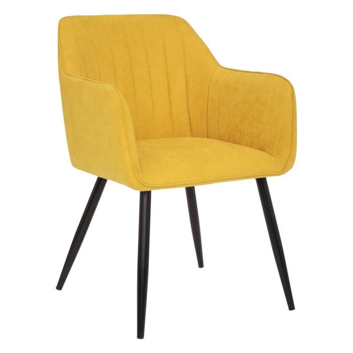 Fauteuil "Visoca" - bois et métal - jaune ocre