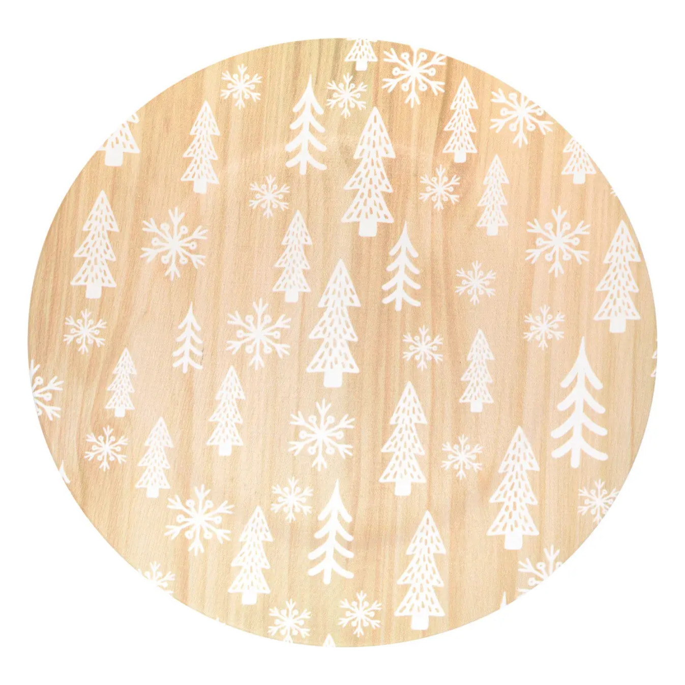 Assiette de présentation D.33cm effet bois décor sapins blancs