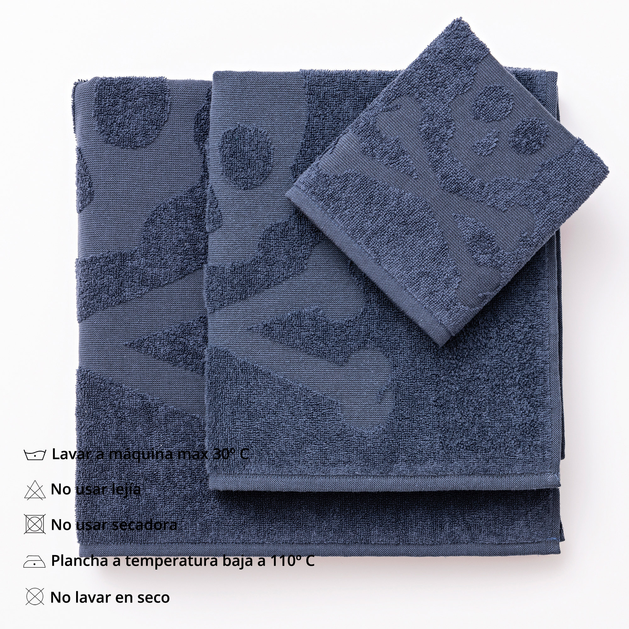 Set de toallas de baño calavera (tocador 30x50cm + manos 50x90cm + baño 70x140cm) 100%algodón azul scalpers home