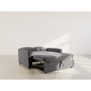 Ernest - Canapé droit 2 places convertible en velours côtelé - Gris