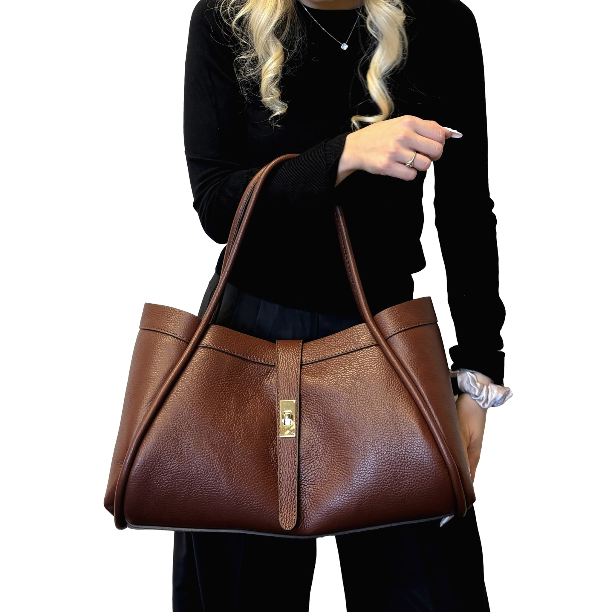 Borsa a Mano Elegante da Donna in Pelle Martellata