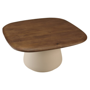 JAMES - Table basse 70x70cm en manguier pied métal ivoire JAMES (2 COLIS)