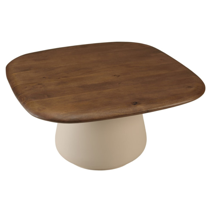 JAMES - Table basse 70x70cm en manguier pied métal ivoire JAMES (2 COLIS)