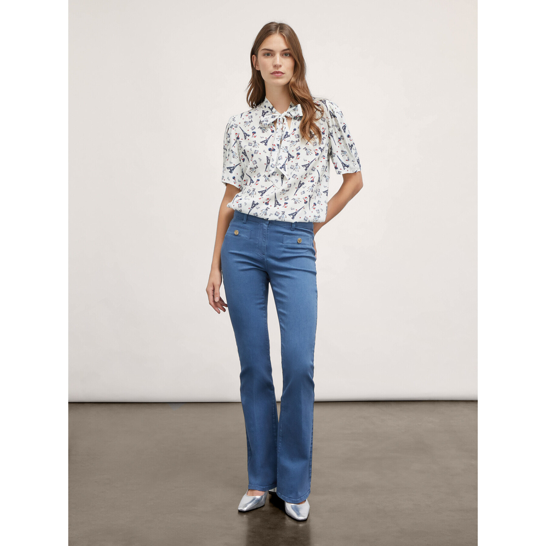 Motivi - Pantalones flare con bolsillos - Light - blue