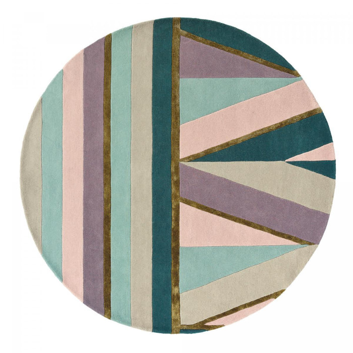 Tapis rond fait à la main en laine motif géométrique NUITOR