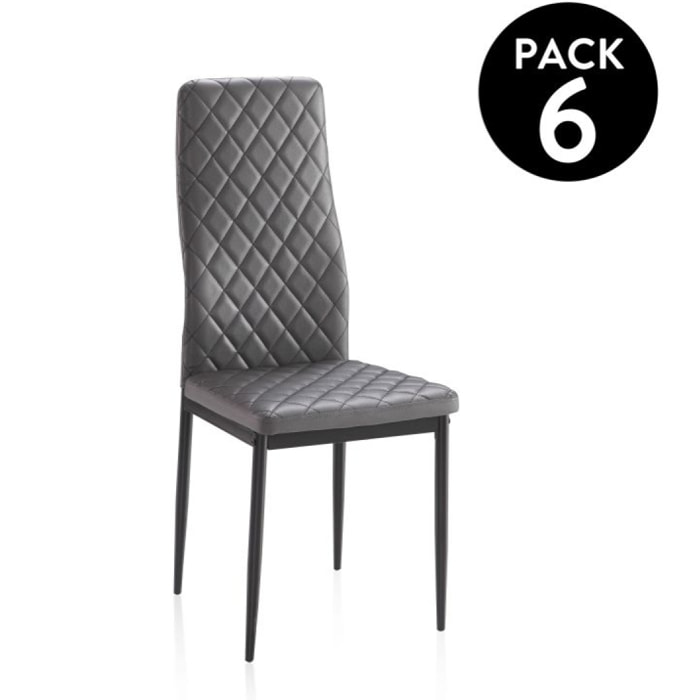 Pack 6 sillas de comedor Lacey Tejido Gris