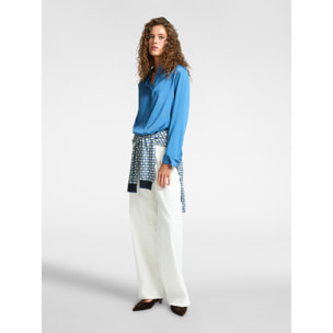 Elena Mirò - Camiseta polo de dos tejidos - Light - blue