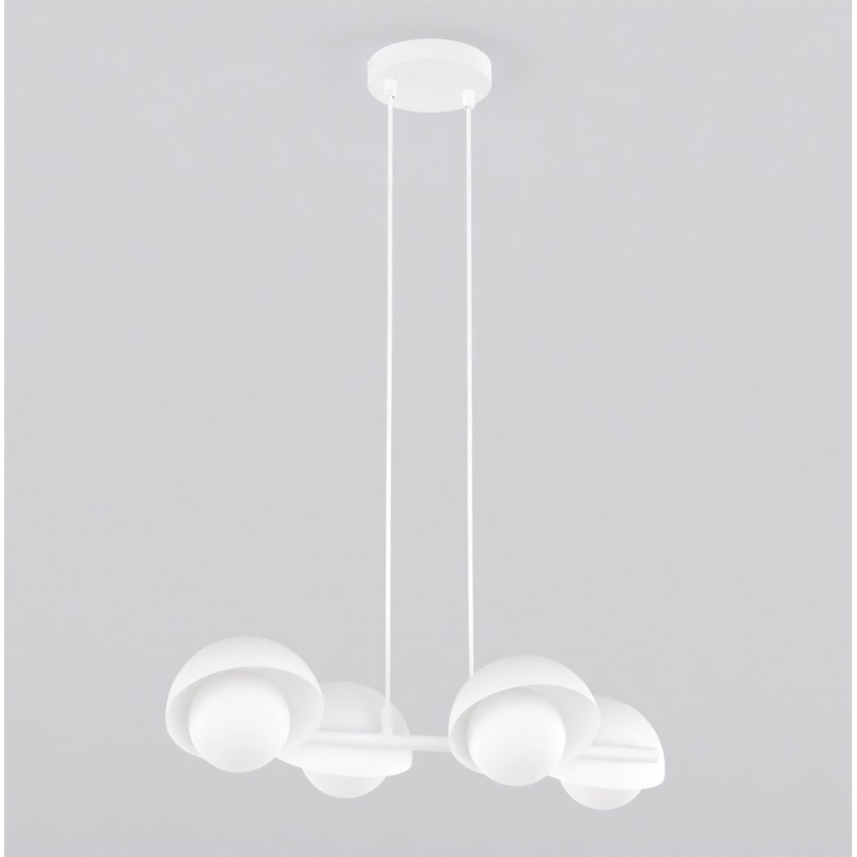Lampada a sospensione BOOM a quattro luci in acciaio bianco opaco