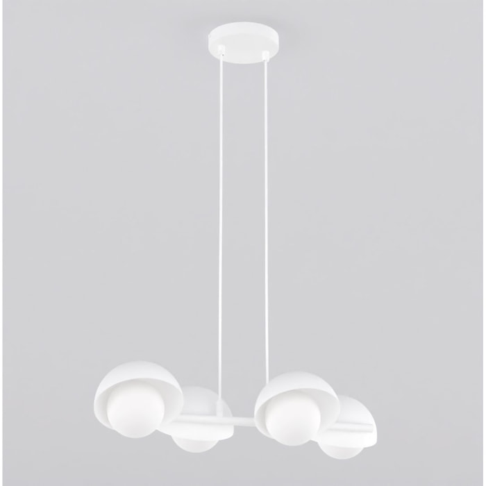 Lampada a sospensione BOOM a quattro luci in acciaio bianco opaco