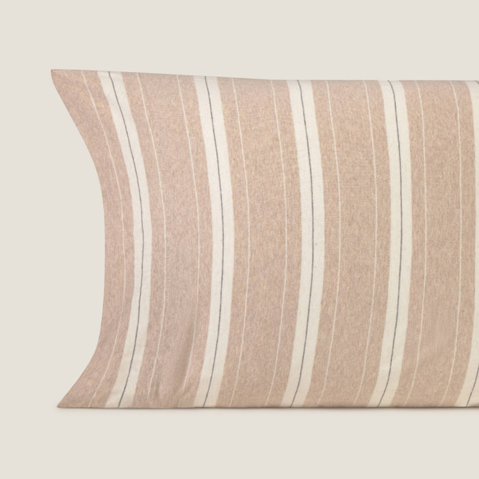 Funda de almohada punto de algodón rayas Punri color beige Punto de algodón