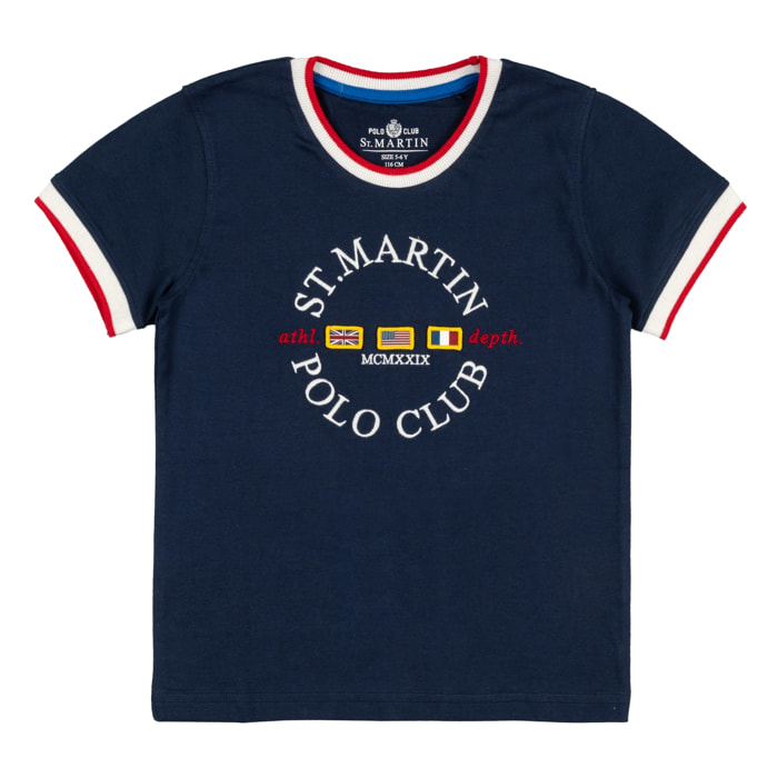 T-shirt jersey con ricamo logo Polo Club St Martin Blu