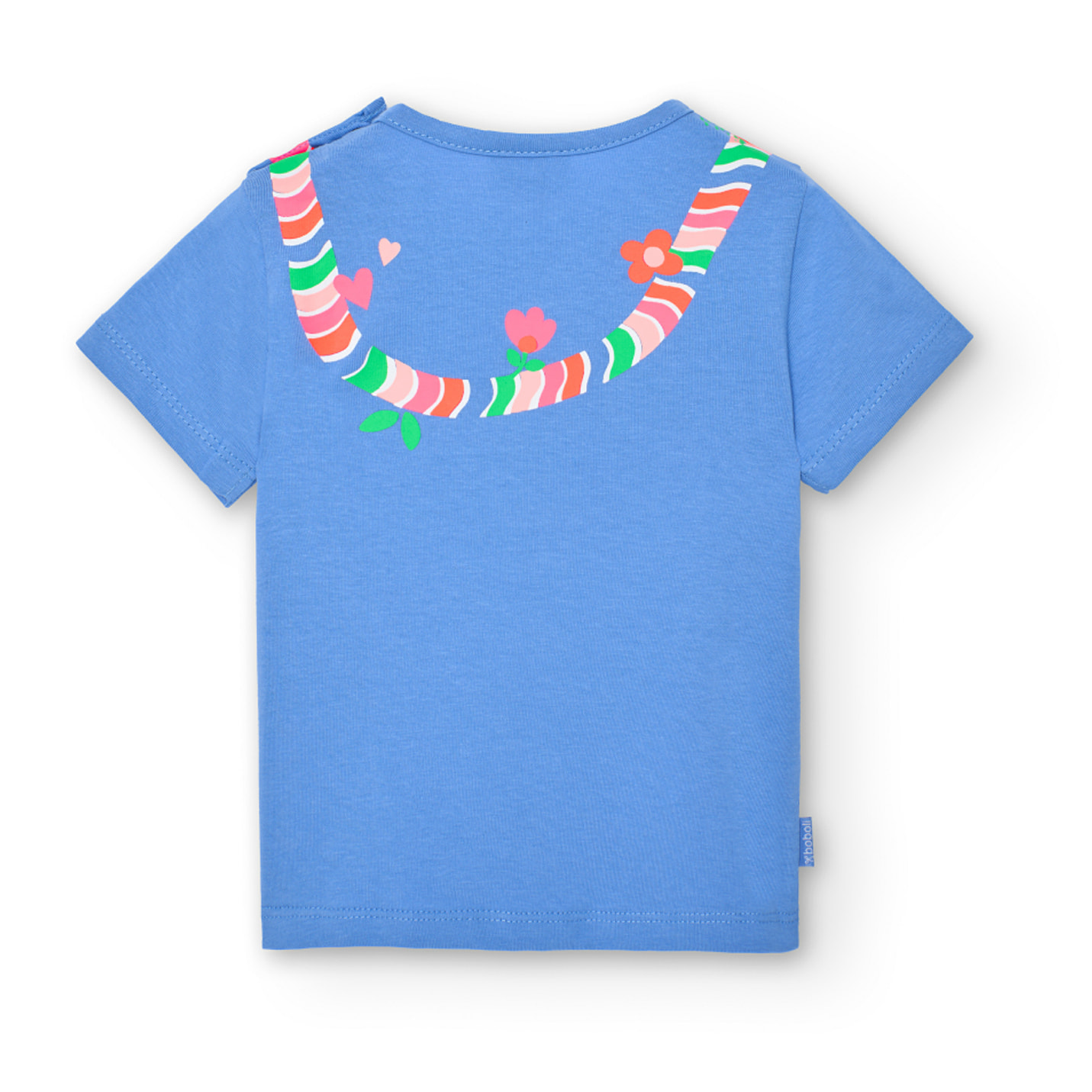 Camiseta nadÃ³ niÃ±a, algodÃ³n, estampado, azul, mangas